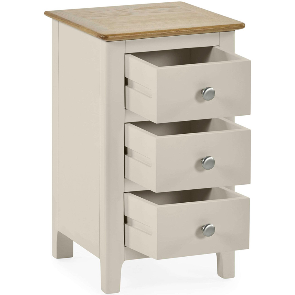 Julian Bowen Somerset 3 Drawer Truffle Grey and Oak Compact Bedside Table Image 3