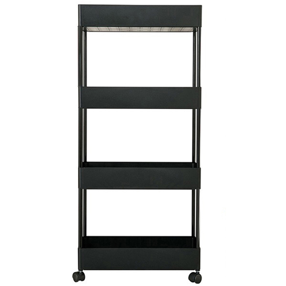 Living And Home WH0943 Black ABS Wood Multi-Tier Multi-Purpose Trolley 22cm Image 1