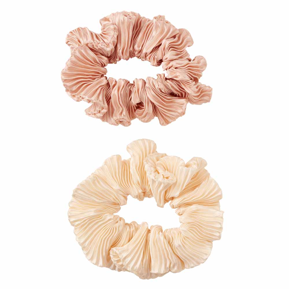 Wilko Coral Waffle Scrunchies 2 Pack Image 1