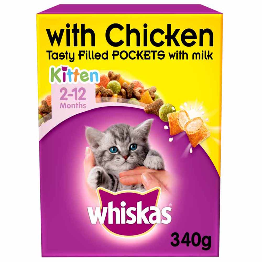 Whiskas Kitten Complete Dry Cat Food Biscuits Chicken 340g Image 1