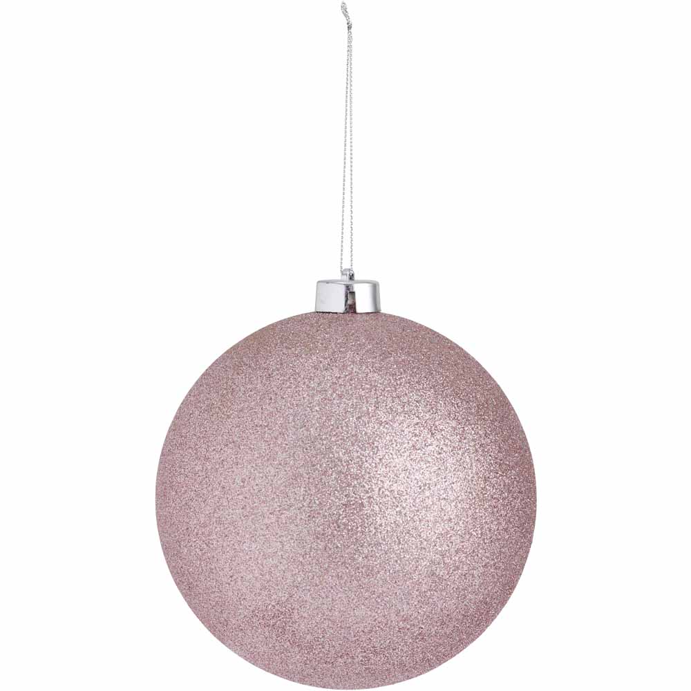Wilko Cocktail Kisses Pink Glitter Bauble 150mm Image 1