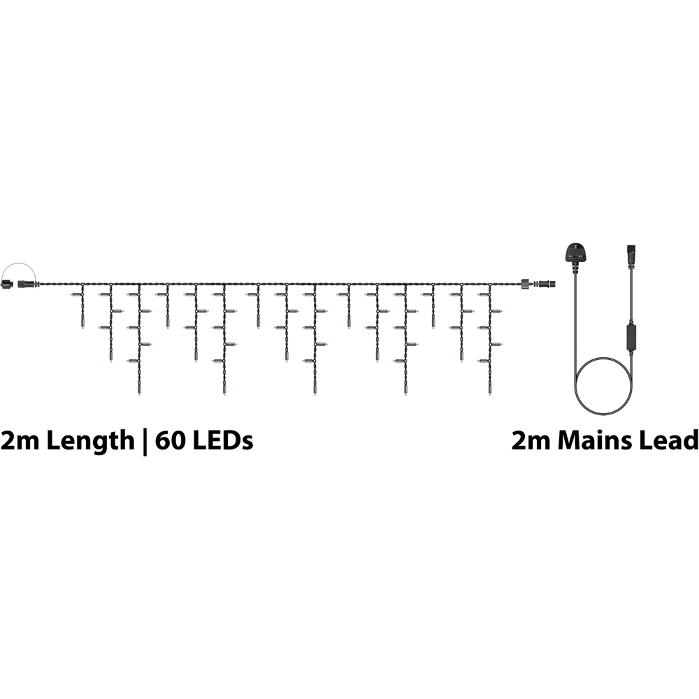 Eagle Connect Cool White LED Black Icicle Light 2m Image 5