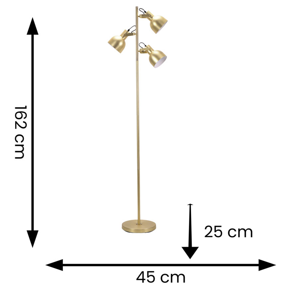 ValueLights Albie Gold 3 Way Adjustable LED Floor Lamp Image 6