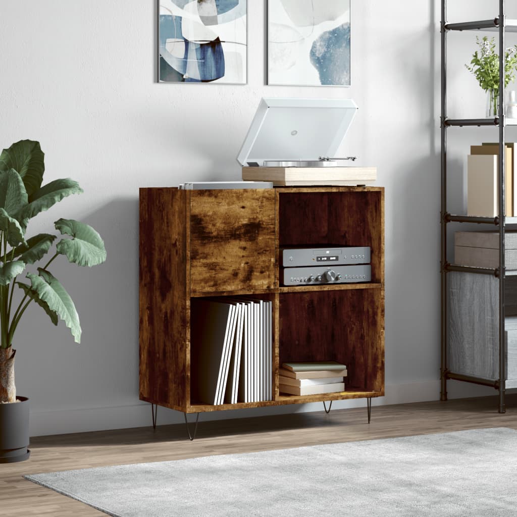 vidaXL 3 Shelf Smoked Oak Record Cabinet Image 8