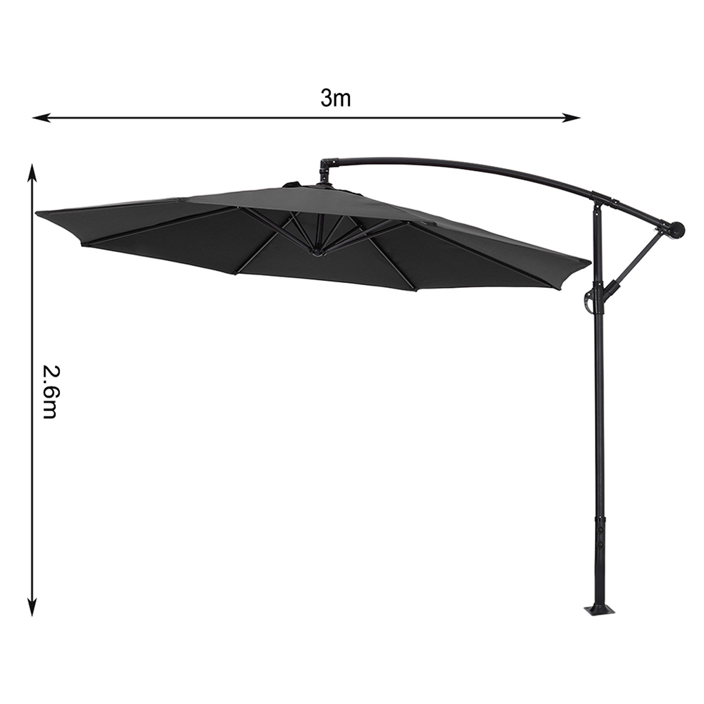 Living and Home Black Cantilever Parasol with Square Base 3m Image 7