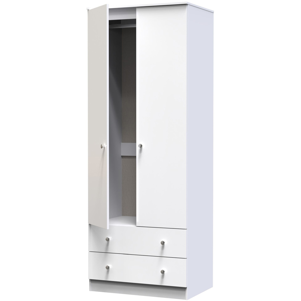 Crowndale Yarmouth 2 Door 2 Drawer White Tall Wardrobe Ready Assembled Image 6