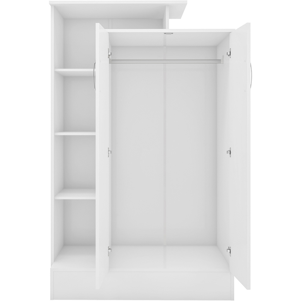 Seconique Nevada 2 Door Gloss White Petite Open Shelf Wardrobe Image 4
