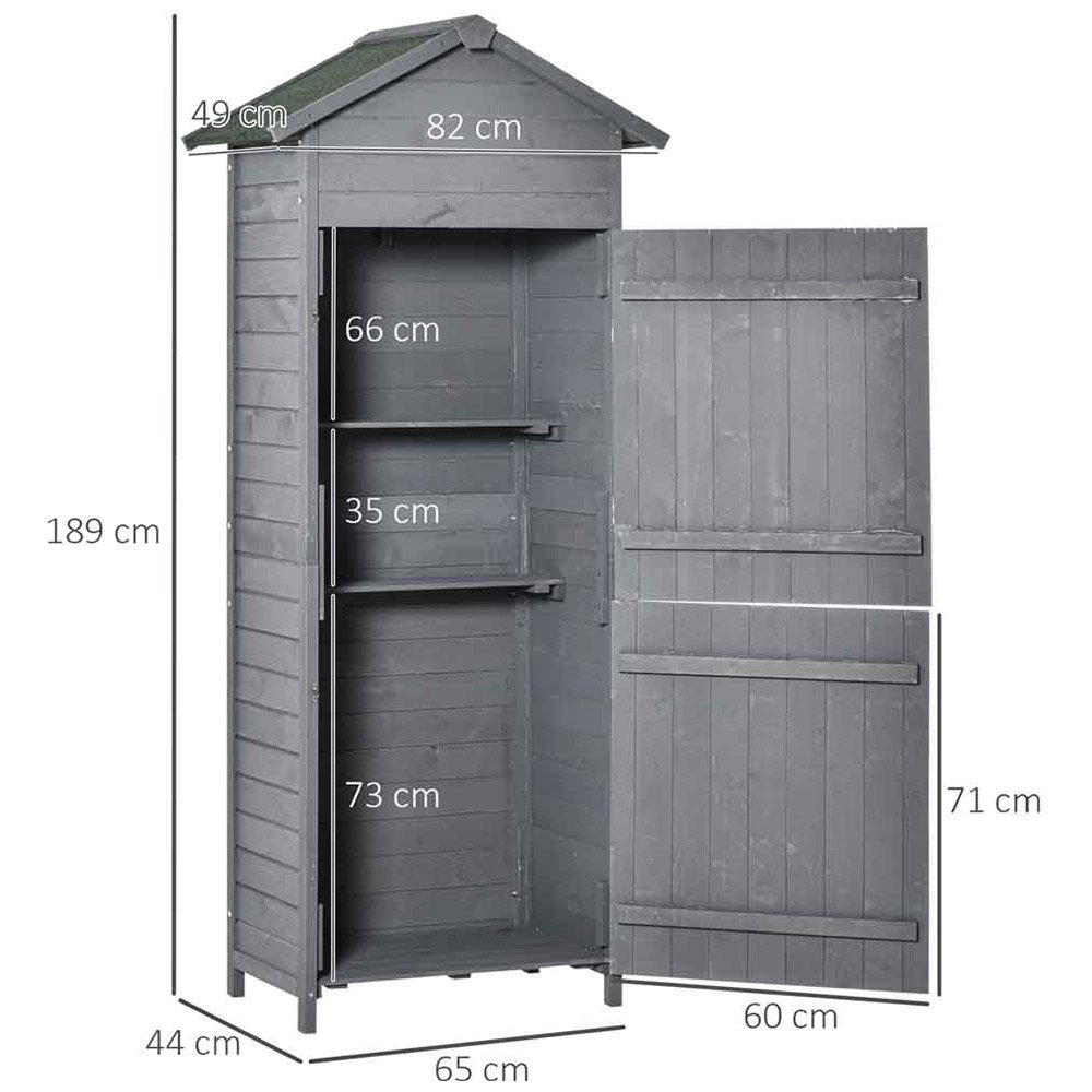 Outsunny 6 x 2ft Dark Grey Wooden Garden Storage Shed Image 6