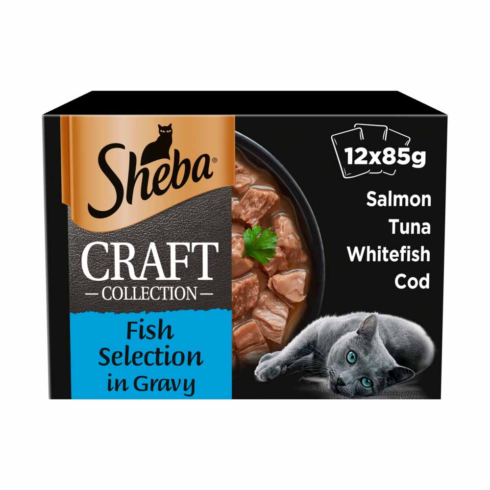 Sheba Craft Fish and Gravy Cat Food Pouches 12x85g Image 1