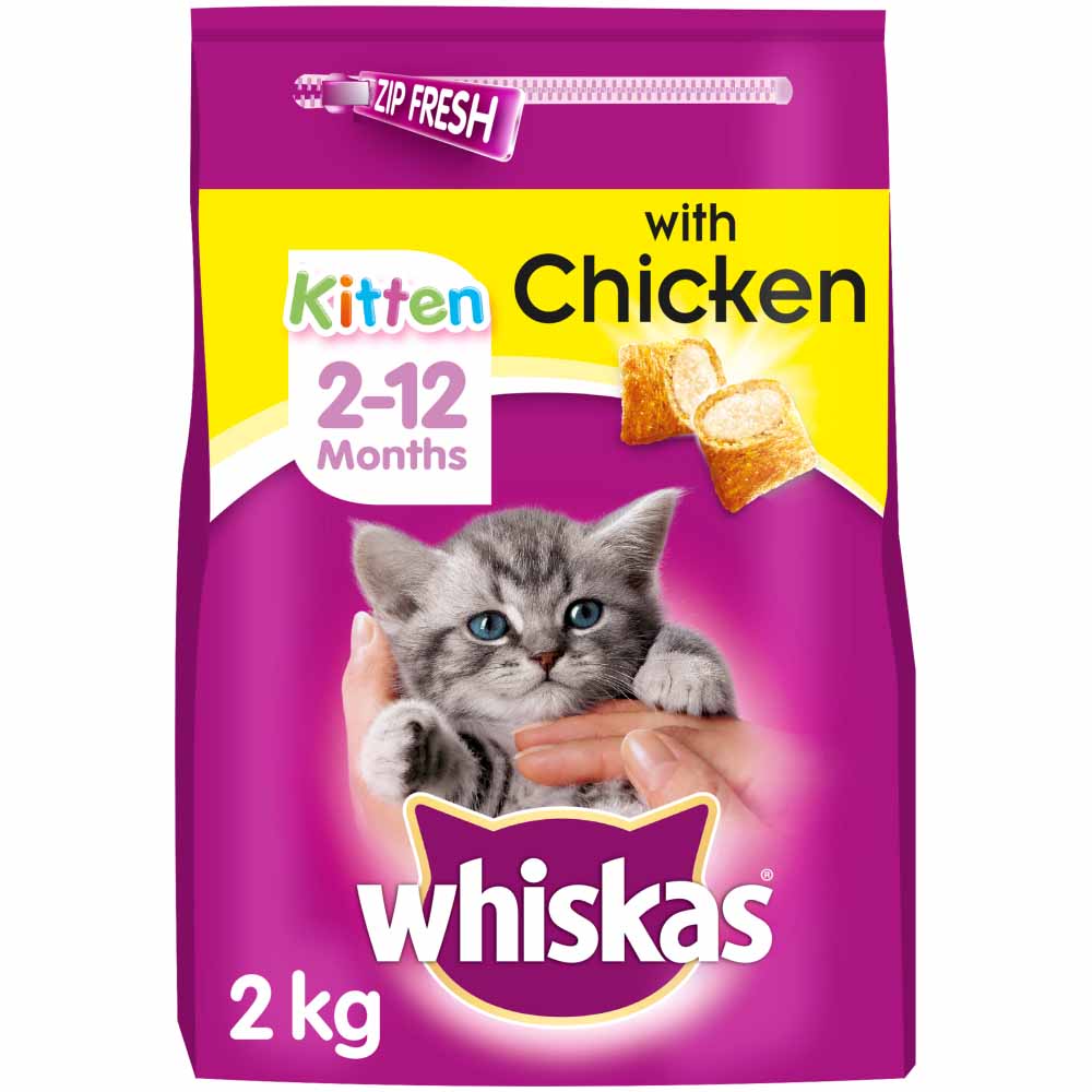 Whiskas Kitten Complete Dry Cat Food Biscuits Chicken 2kg Image 1