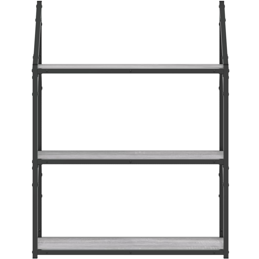 vidaXL 60 x 21 x 78.5cm 3-Tier Grey Wall Shelf Image 2