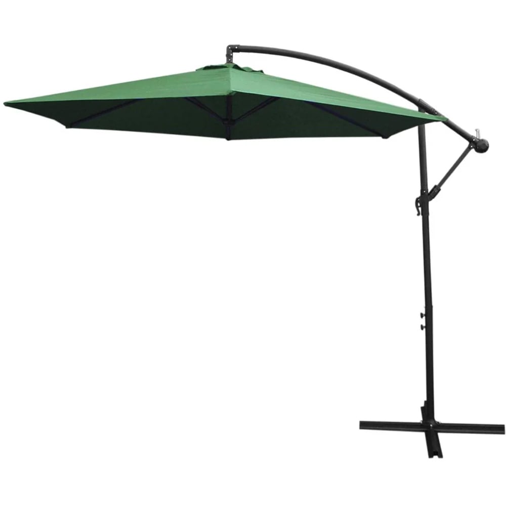 MonsterShop Green Cantilever Parasol with Fan Base Image 1