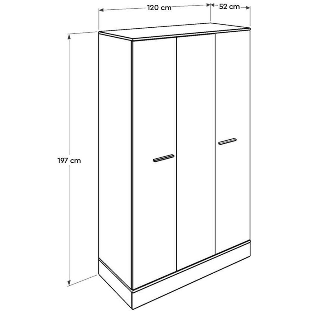 FWStyle 3 Door Single Drawer White Triple Wardrobe Image 7