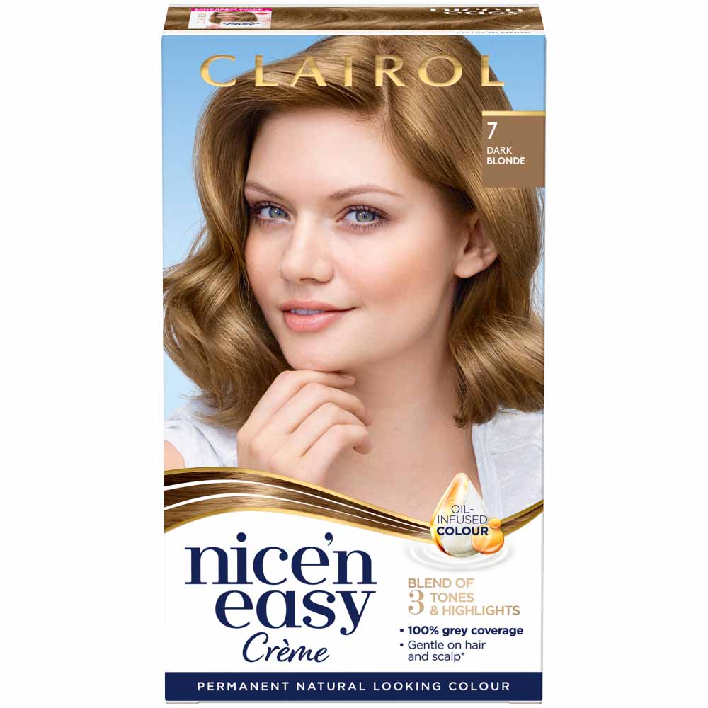 Clairol Nice'n Easy Dark Blonde 7 Permanent Hair Dye Image 1