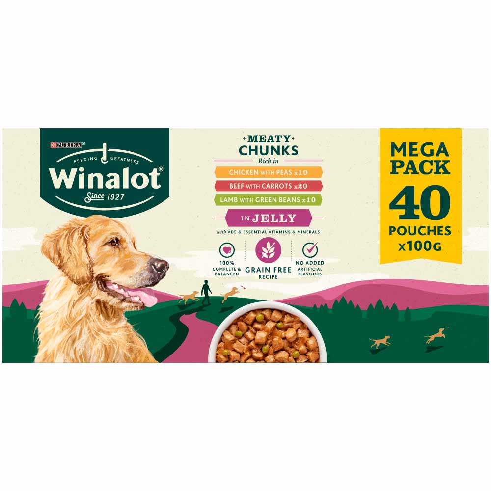 Winalot Wet Dog Food Pouches Mixed in Jelly 40 x 100g Image 2