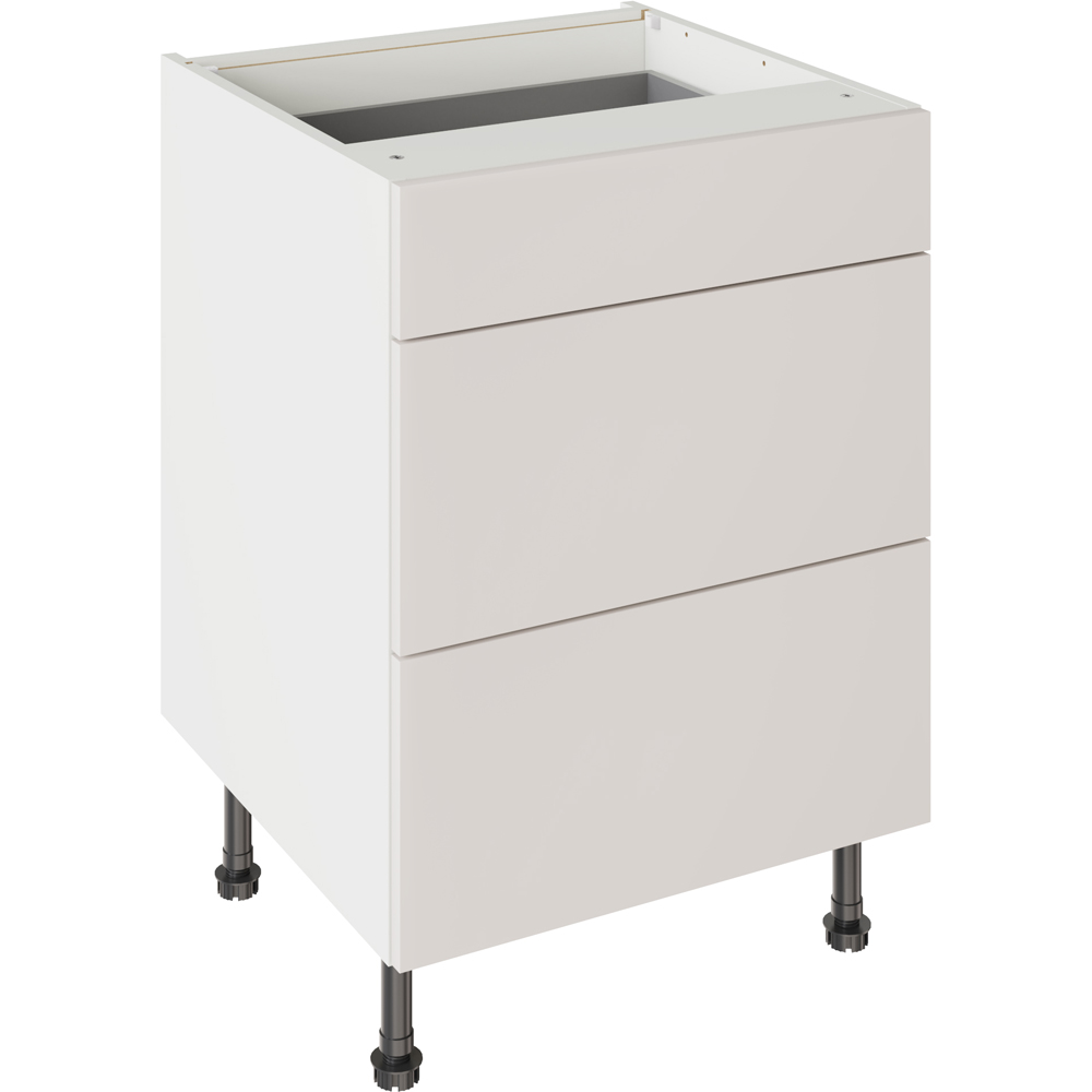 Kitchen Kit Slab Standard Light Grey 3 Drawer Base Kitchen Cabinet Flatpack 600mm Image 1