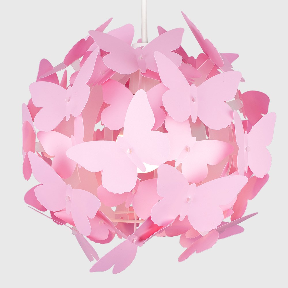ValueLights Pink Multicolour Butterfly Ball Pendant Shade Image 5