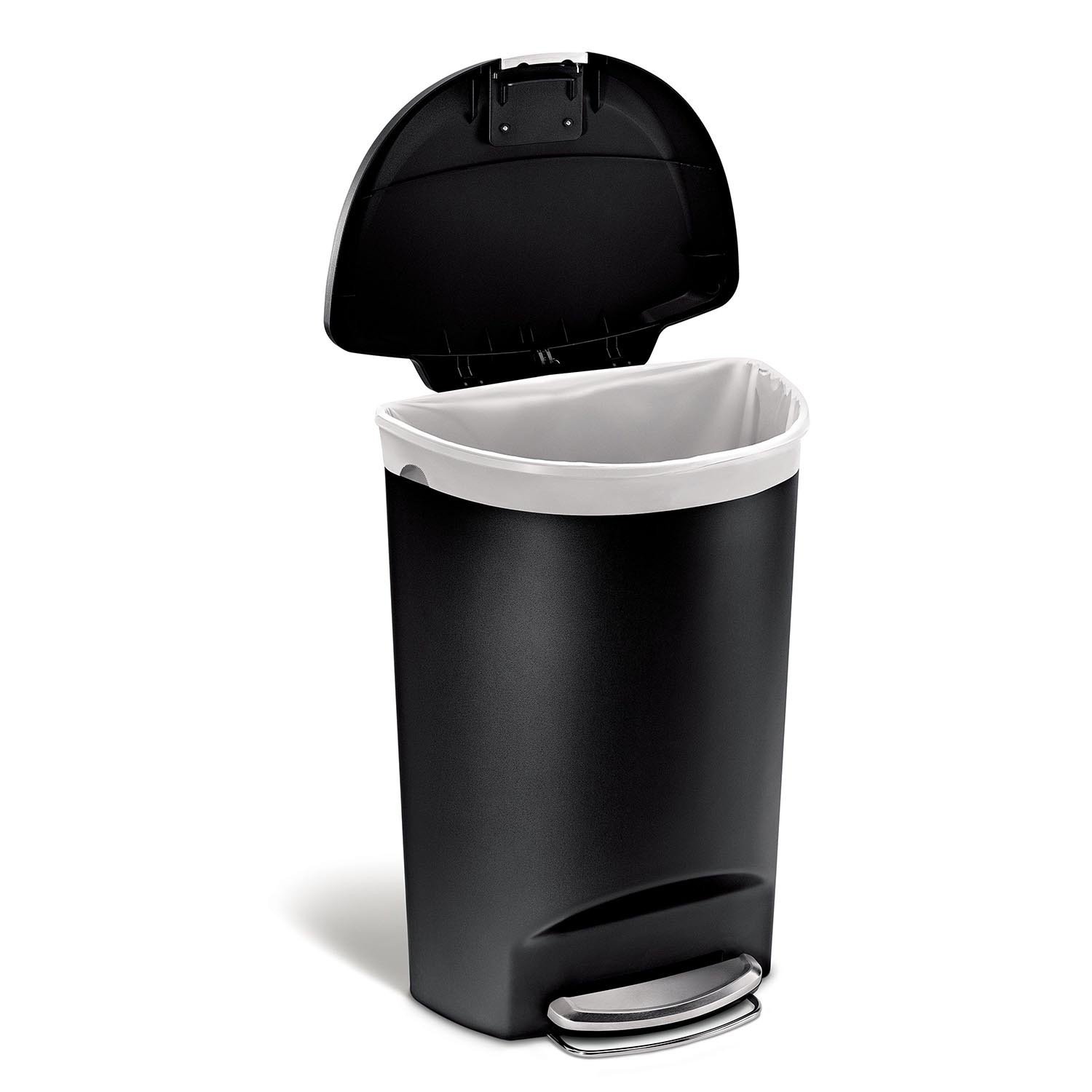 Simplehuman Black Plastic Semi Round Pedal Bin 50L Image 2