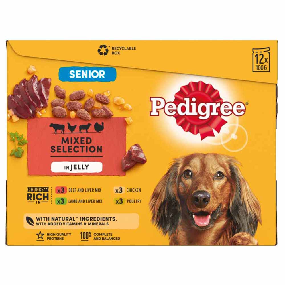 Pedigree Mixed in Jelly Senior Wet Dog Food Pouches 100g Case of 4 x 12 Pack Image 3