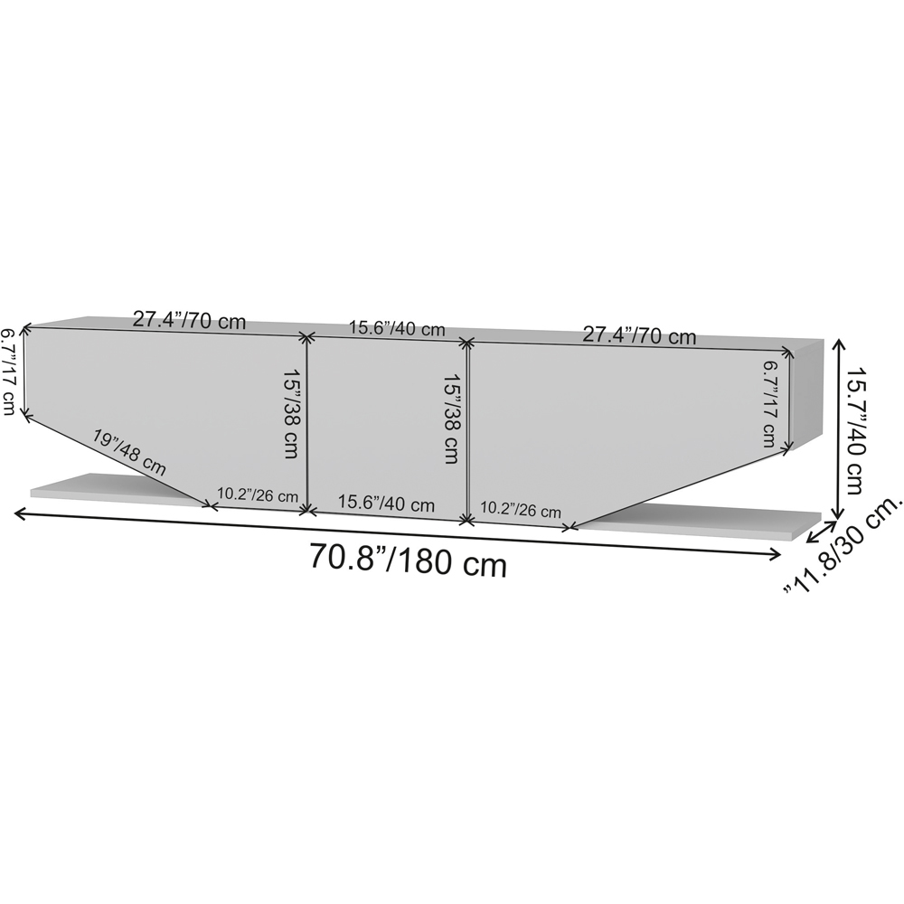 Decorotika Incia 2 Shelf 3 Door White High Gloss Modern TV Unit Image 5