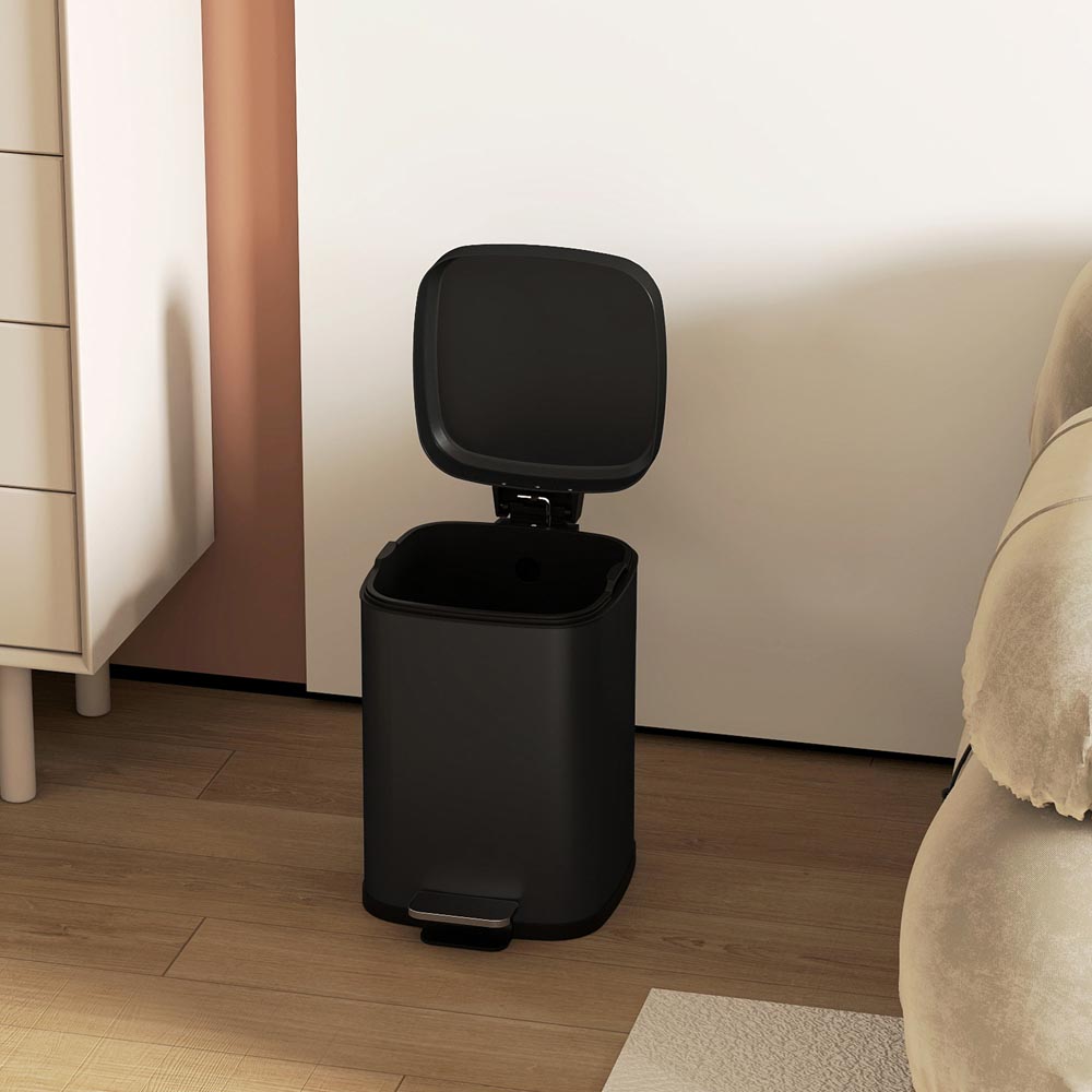 HOMCOM Black Pedal Kitchen Bin with Soft Close Lid 12L Image 4