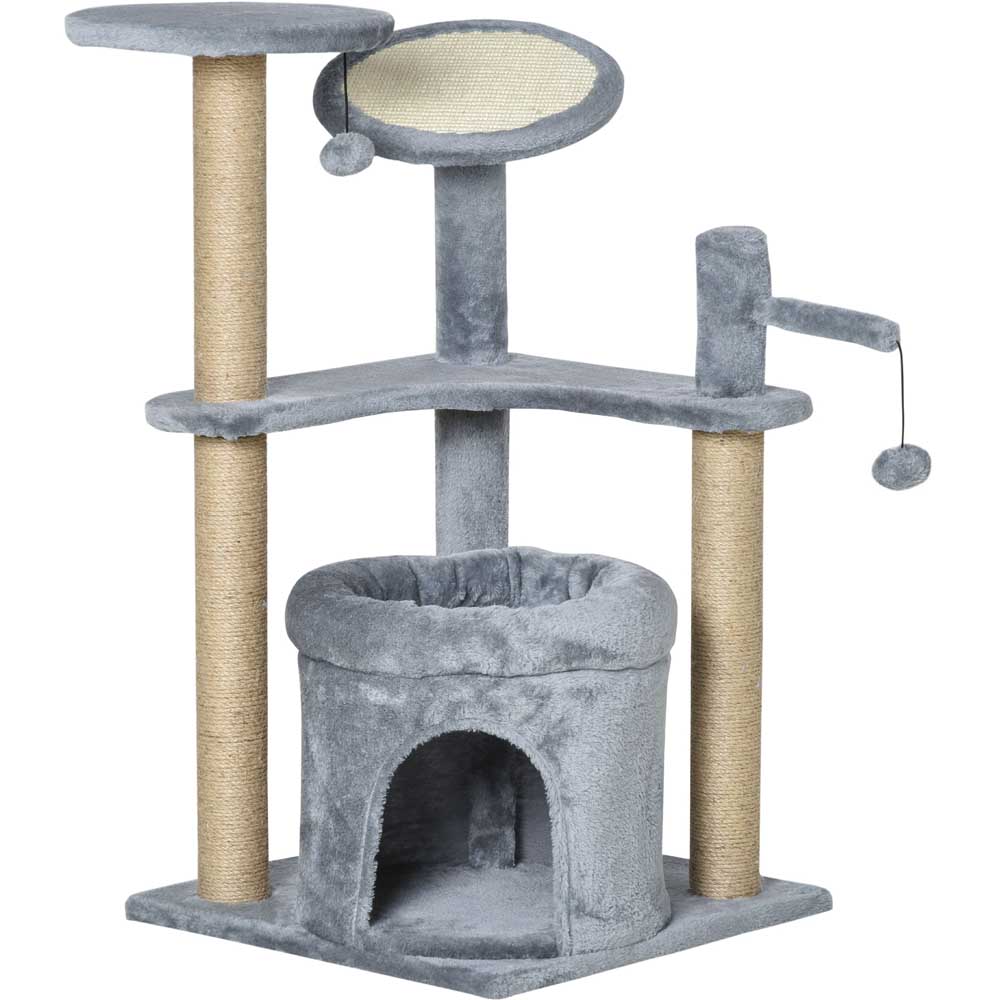 PawHut Cat Tree Tower with Scratching Post and Toy Image 1