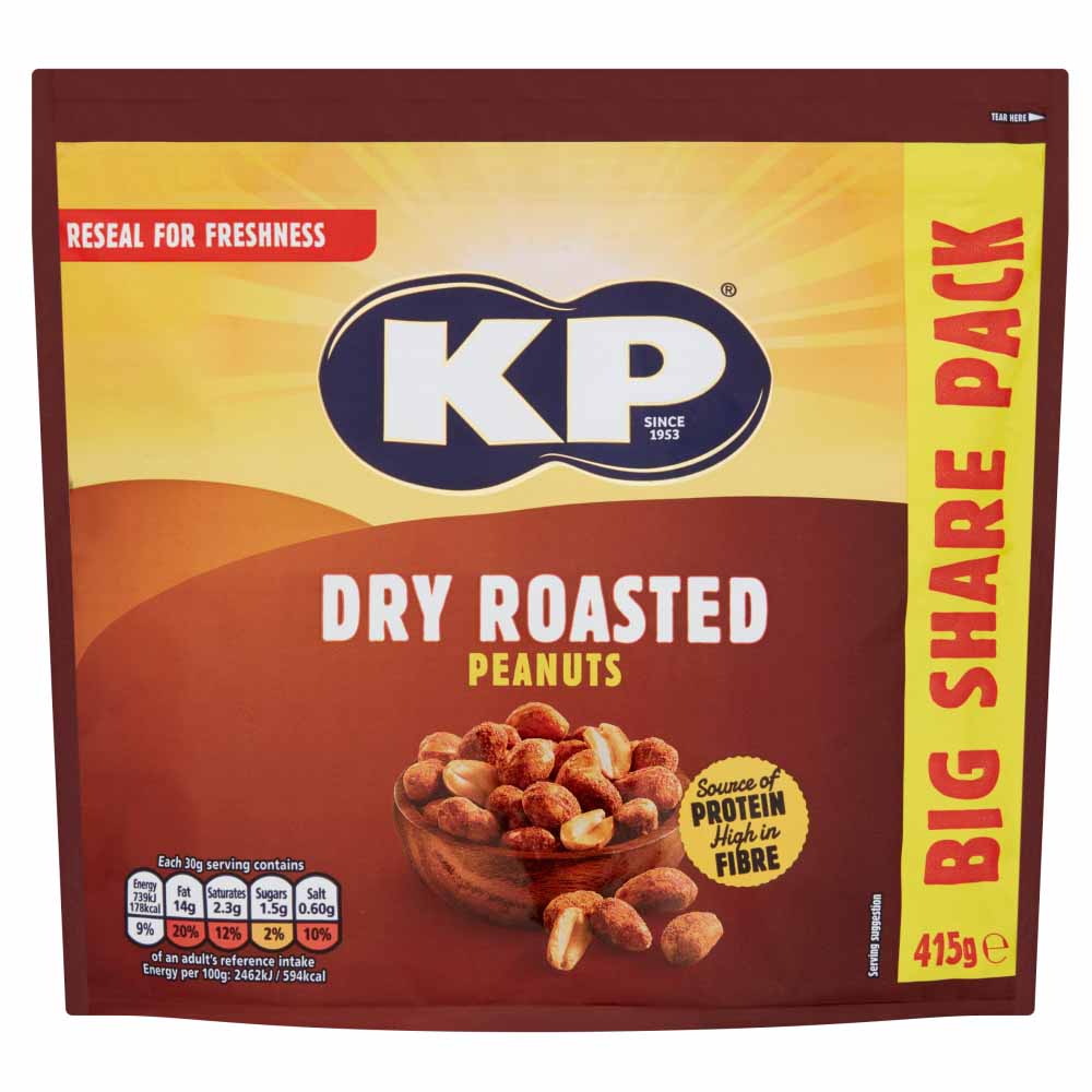 KP Dry Roast Peanuts 415g Wilko