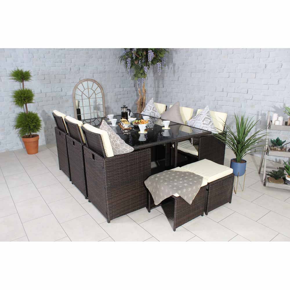 Royalcraft Cannes 10 Seater Cube Dining Set Brown Image 2
