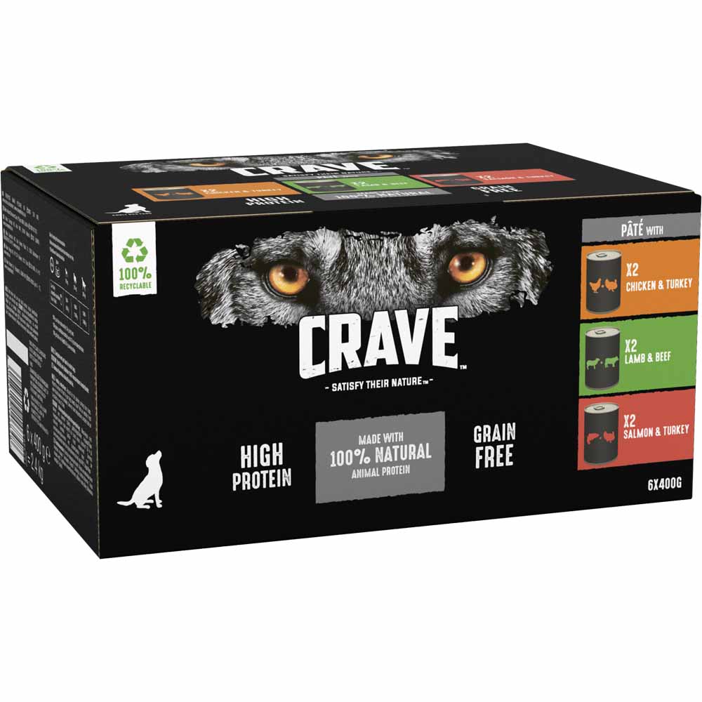 Crave Tin Mixed in Pate Dog Food 6 x 400g Image 2