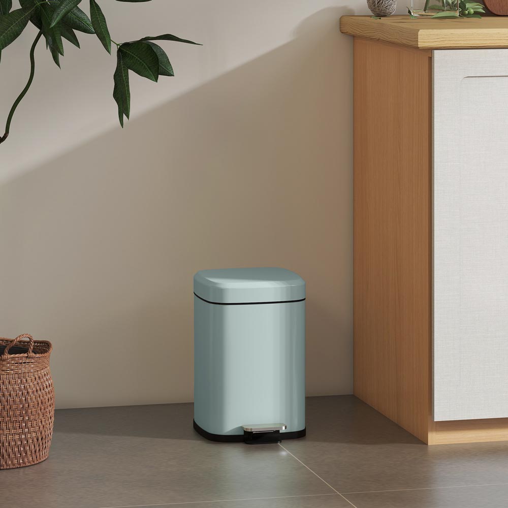 HOMCOM Light Green Pedal Kitchen Bin with Soft Close Lid 12L Image 2