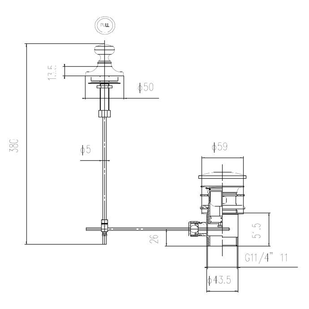 nuie Chrome Basin Pull Up Waste Image 2