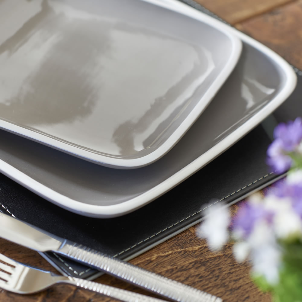 Wilko Dinner Plate Ceramic Square Taupe 26cm Wilko