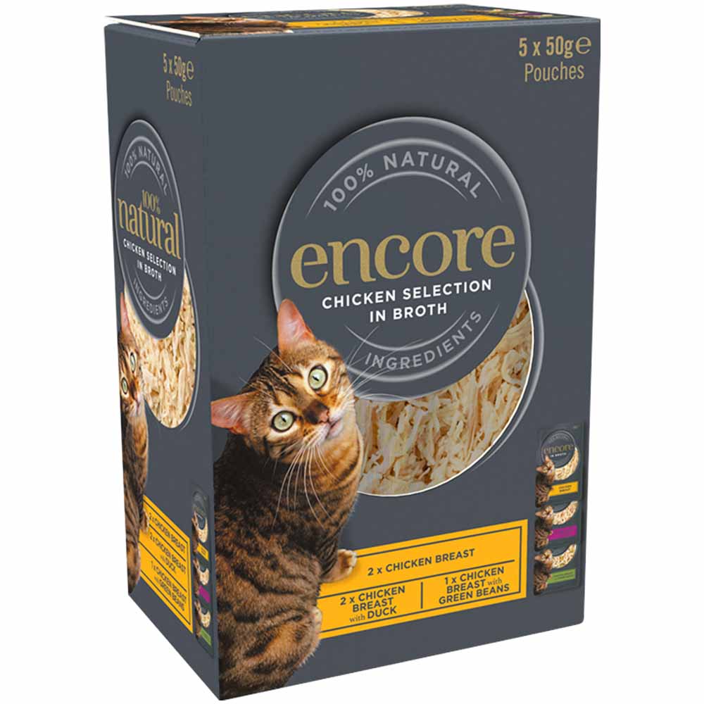 Encore Chicken in Broth Cat Food Pouches 5 x 50g Image 1