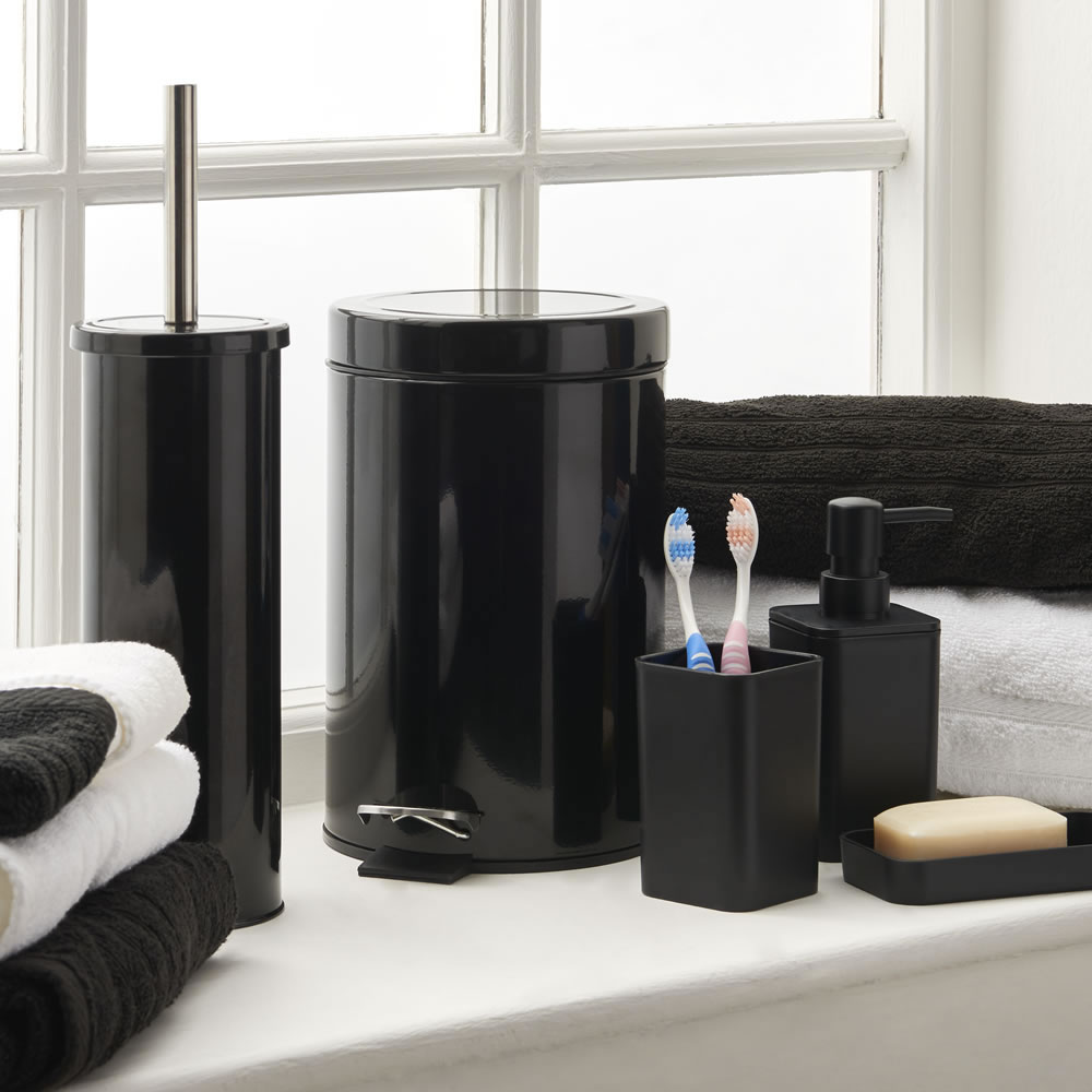 Wilko Black Toilet Brush and Holder Wilko