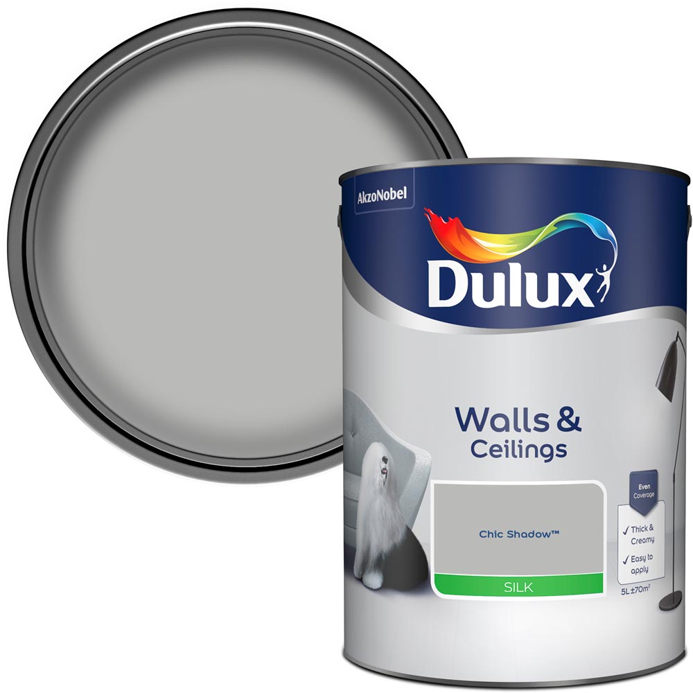 Dulux Walls & Ceilings Chic Shadow Silk Emulsion Paint 5L Image 1