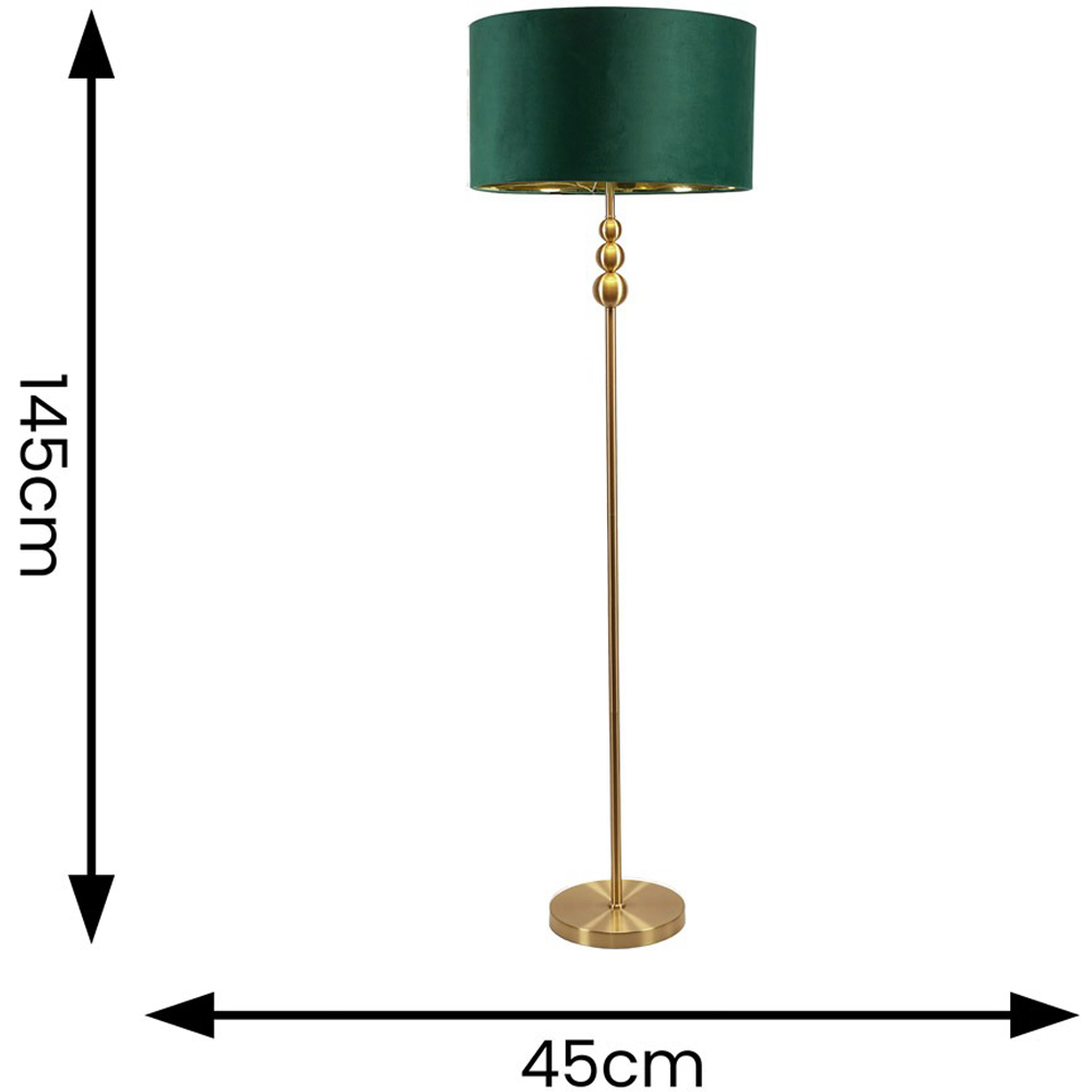 ValueLight Marissa Forest Green Velvet Gold Inner Shade Gold Stacked Ball LED Floor Lamp Image 7