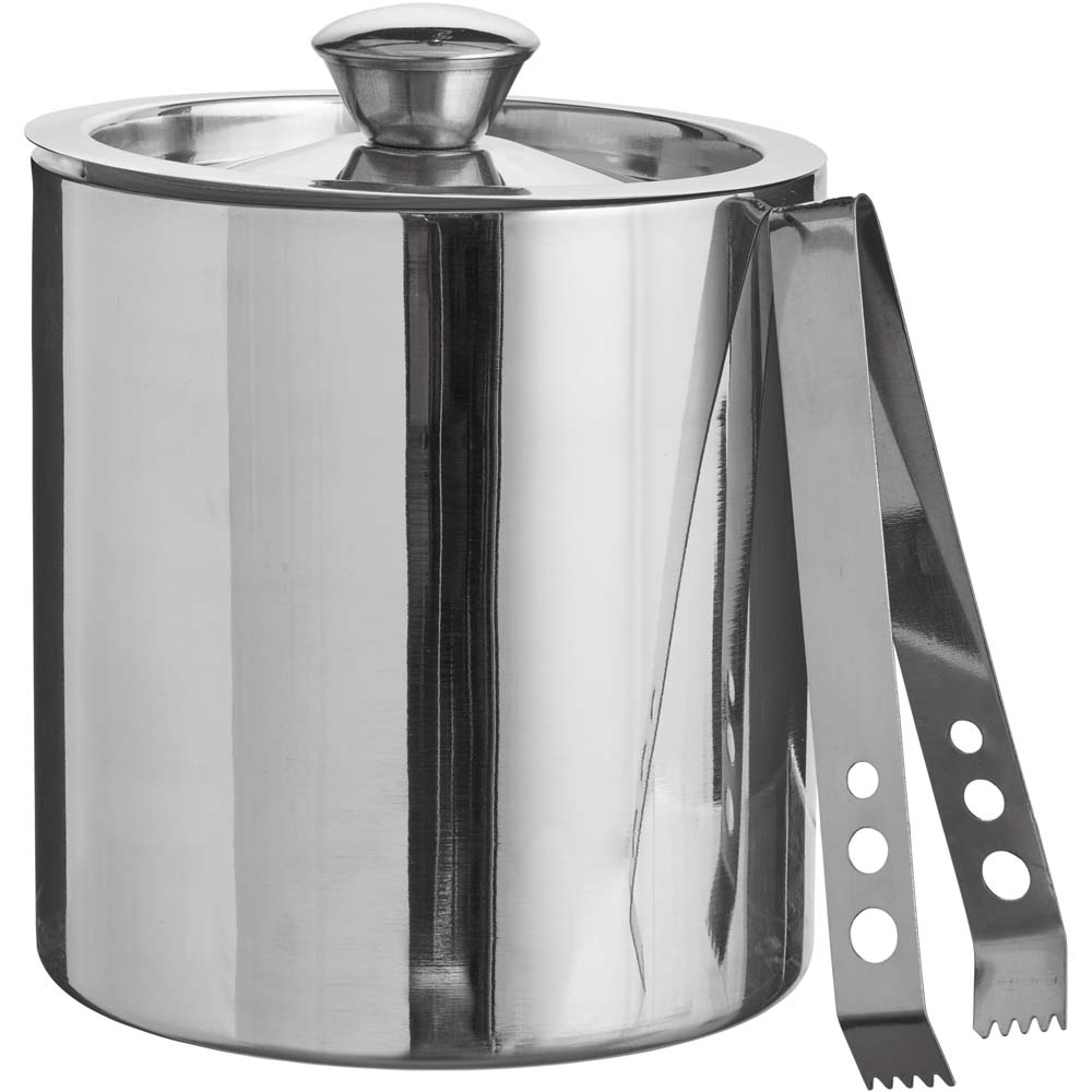 Wilko Stainless Steel Ice Bucket with Tongs Image 1
