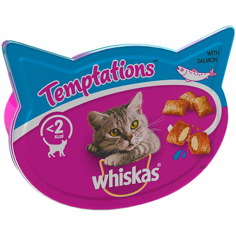 Whiskas Temptations Adult Cat Treat Biscuits with Salmon 90g Image 2