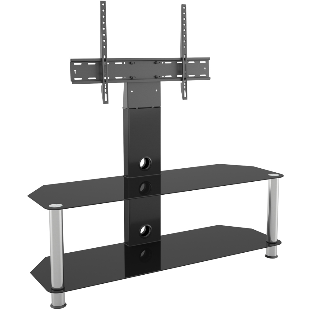 AVF Classic 2 Shelf Black and Chrome Mount Glass Corner TV Unit Image 2