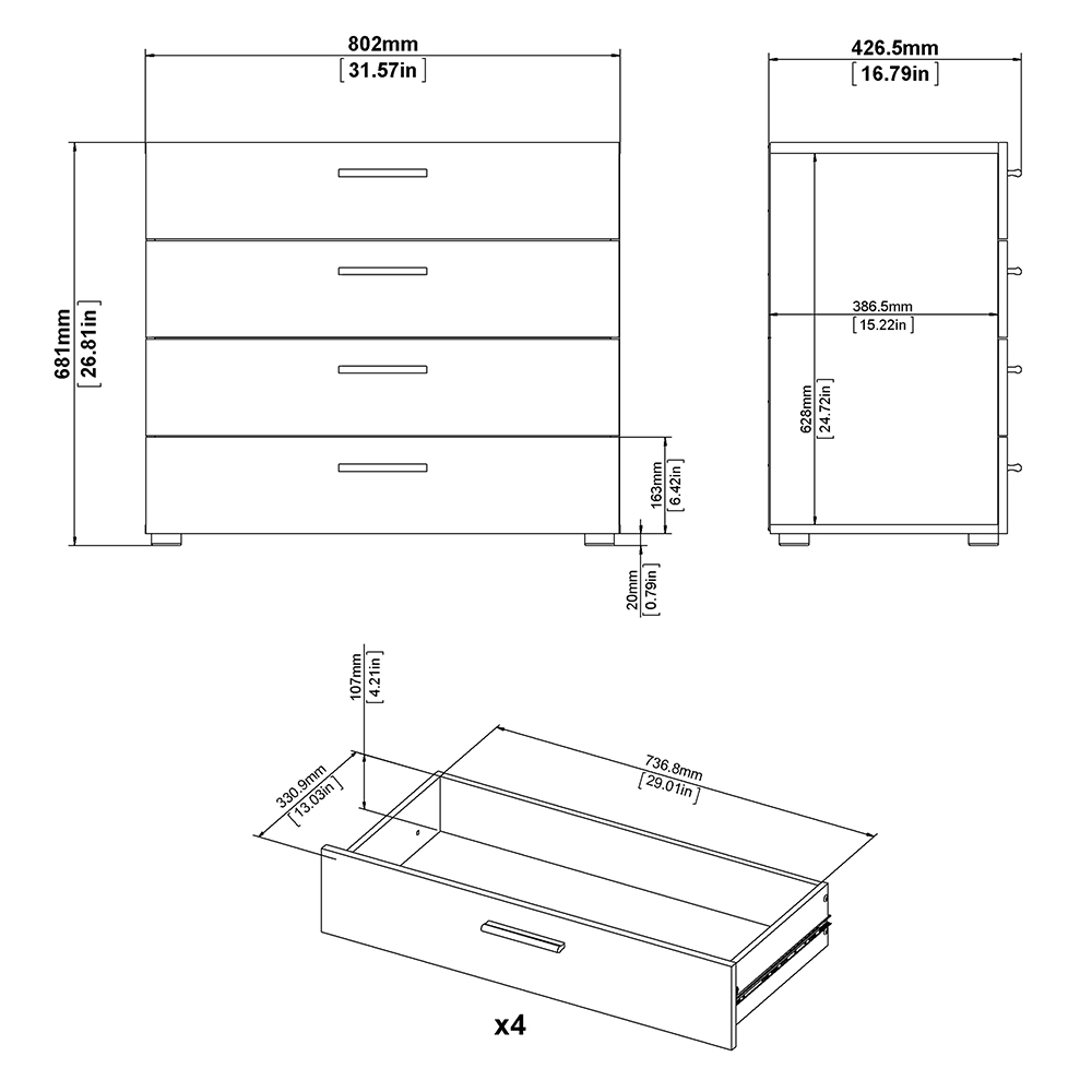 Florence 4 Drawer Black Chest of Drawers Image 9