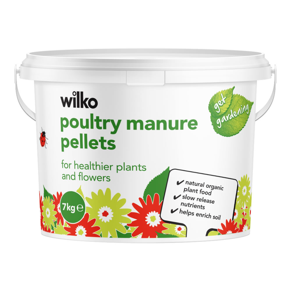 Wilko Poultry Manure Pellets Fertiliser 7kg Manure, Phosphorous Pentoxide, Potassium Oxide