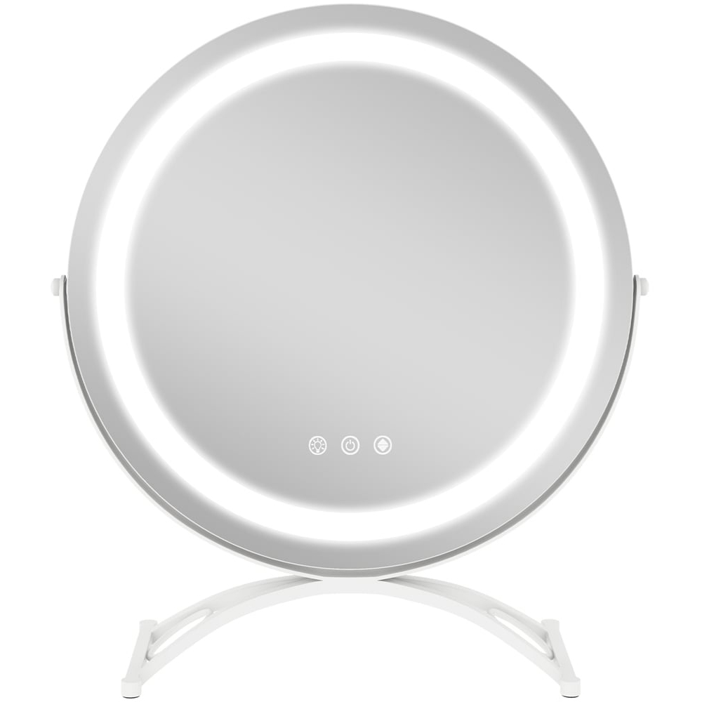 Costway White LED Light Touch Screen Makeup Vanity Round Mirror Image 1