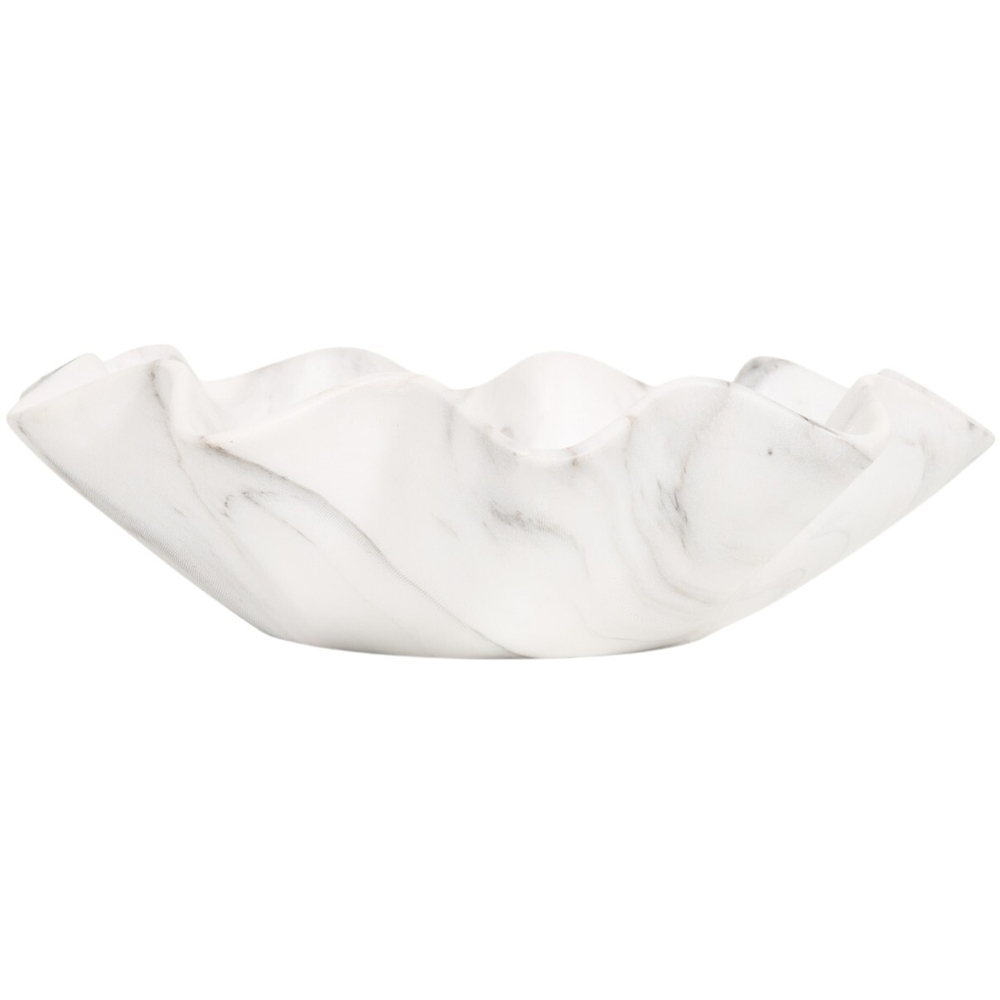 Wavy Marble Display Bowl White Image 3