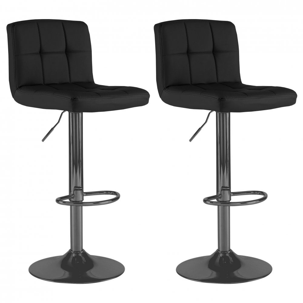 Neo Black Faux Leather Swivel Bar Stool Set of 2 Image 2