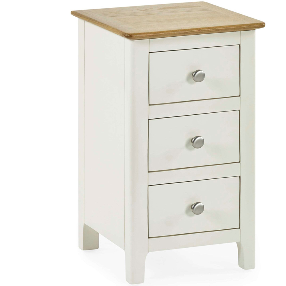 Julian Bowen Somerset 3 Drawer White and Oak Compact Bedside Table Image 2