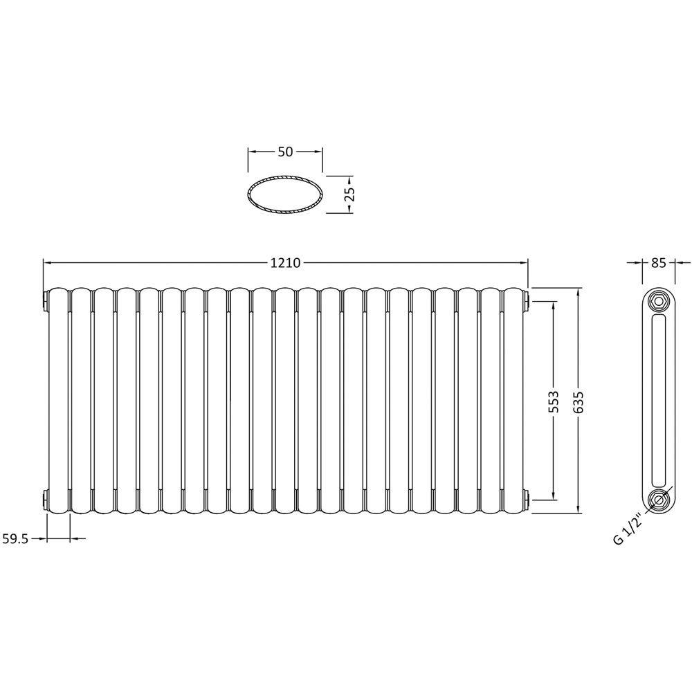 nuie Salvia High Gloss White Radiator 1223 x 635mm Image 3