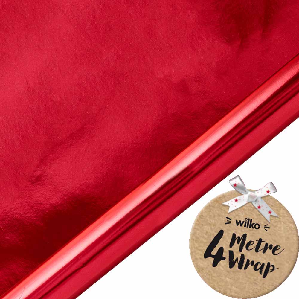 Wilko 4m Alpine Home Red Foil Christmas Wrapping Paper Image 1