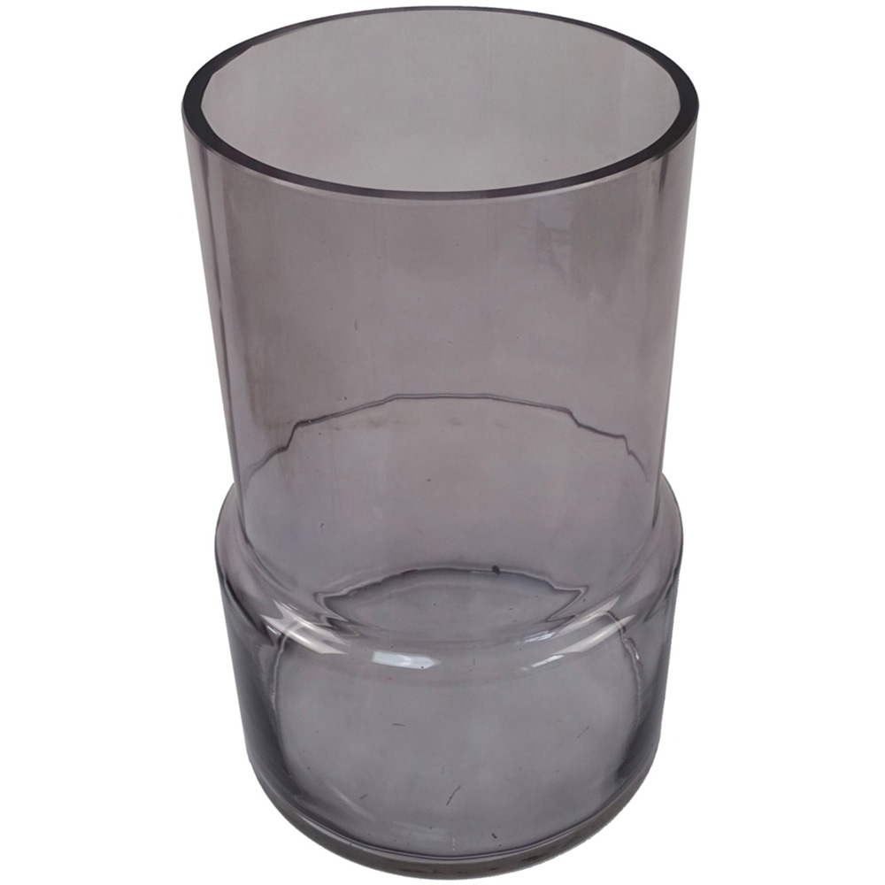Leaf Grey Smoke Glass Vase 26cm Image 2