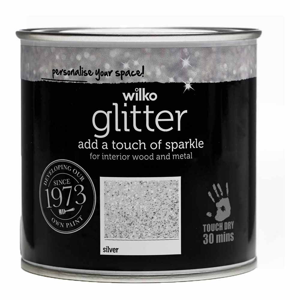 Wilko Glitter Wood and Metal Silver Paint 250ml Image 2
