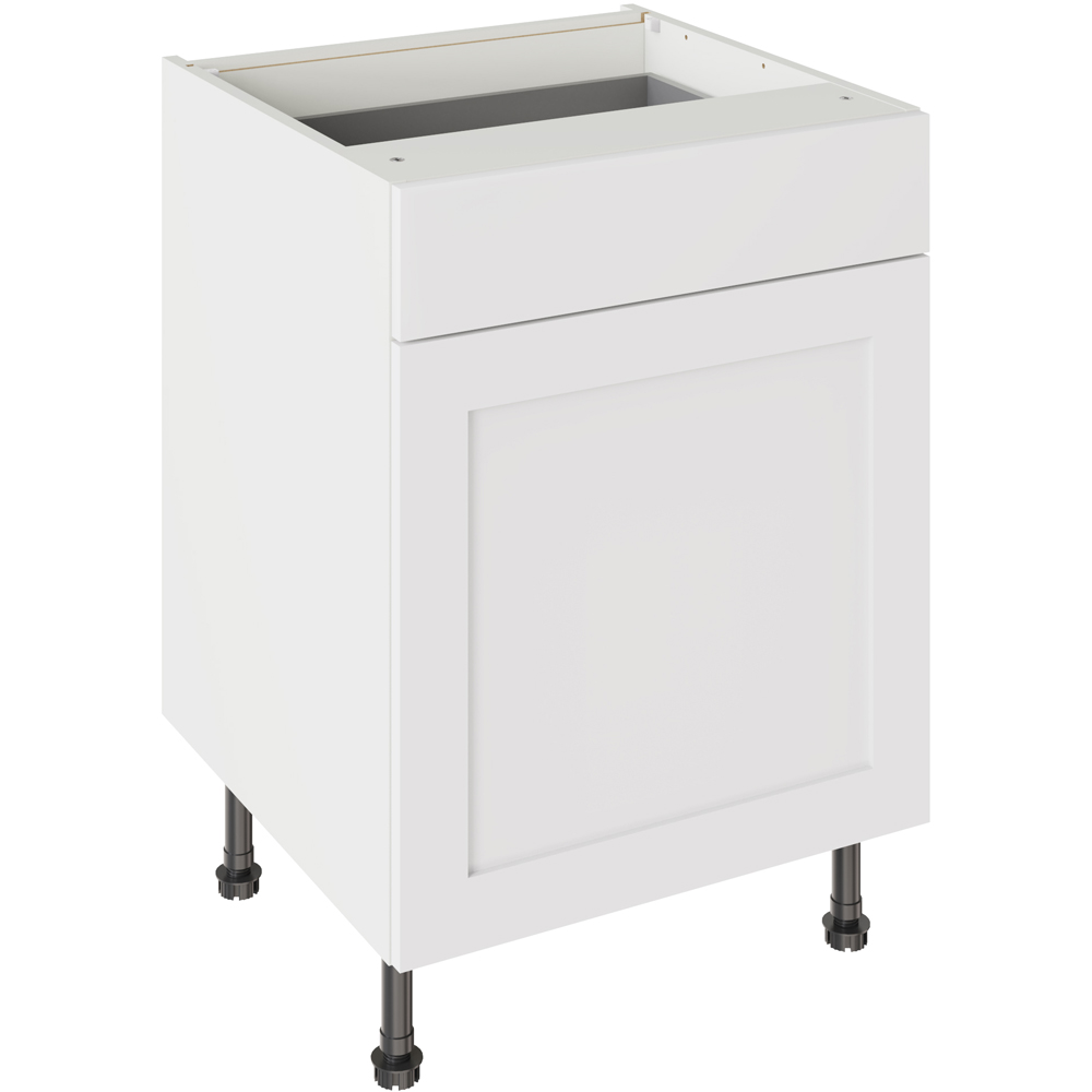 Kitchen Kit Shaker Matt White Drawerline Base Cabinet 600mm Image 1